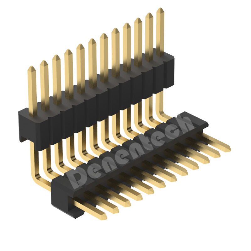 Denentech 定制1.27mm排针单排双塑中间弯90度