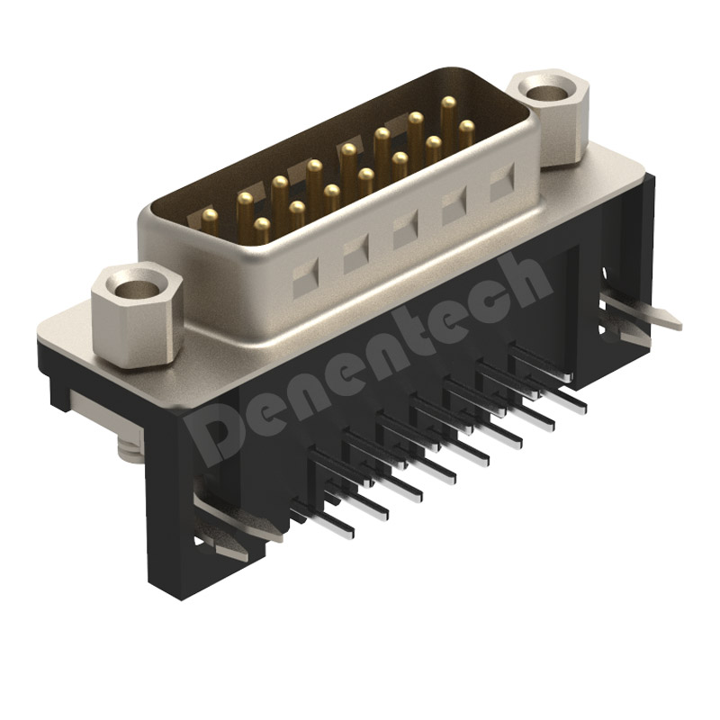 Denentech 优质的HDR15P公座90度H8.08插板 15pin插座 3排15针 PCB插座 90度弯角插头D-sub连接器
