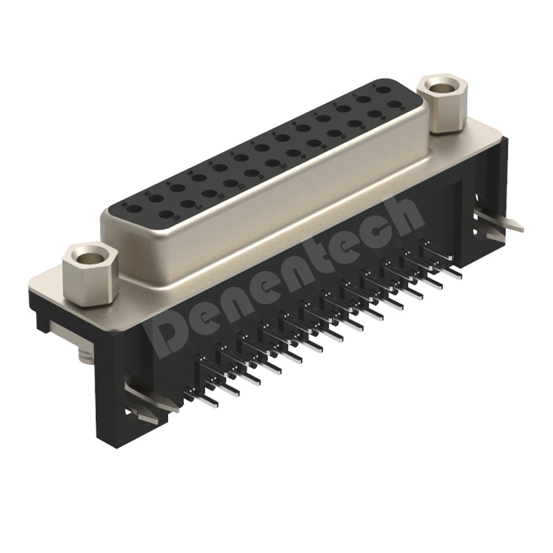 Denentech 耐磨耐损的D-sub传统型 HDR25P母座90度H8.08插板HDR15 90度弯角插头连接器