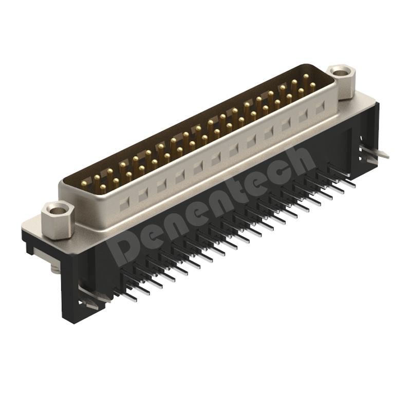 Denentech 广东东莞直供HDR37P公座90度连接器插件H8.08插板 DR37P公头 弯脚37芯串口HDR37连接器 