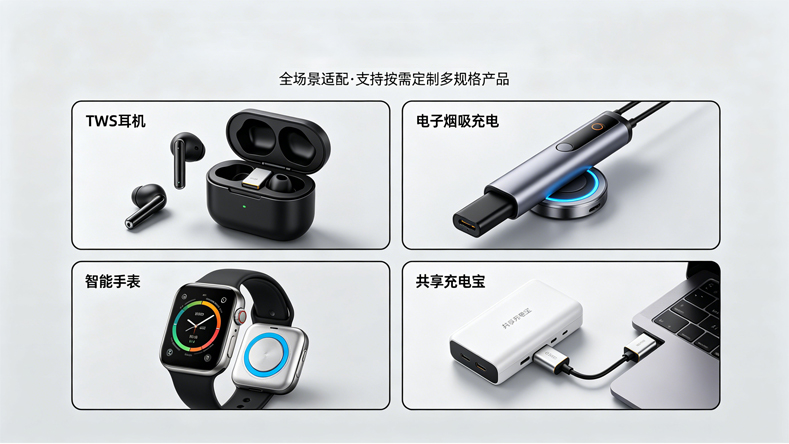 德能电子磁吸连接器应用于TWS耳机、电子烟、智能手表、共享充电宝