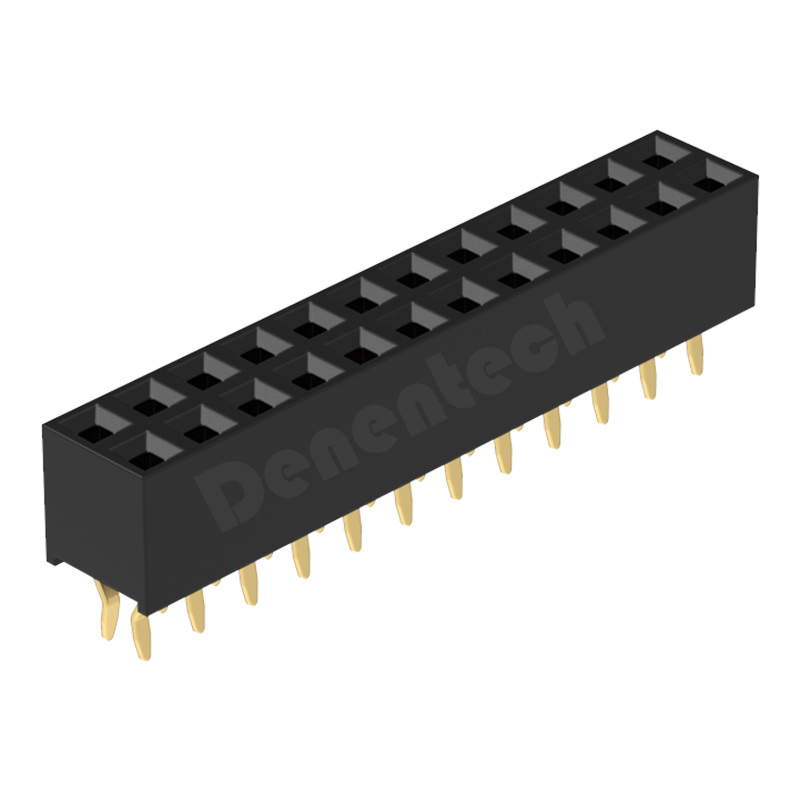 Denentech 工厂直供 2.00MM排母H4.3双排180度夹板 双排直插  镀金排母 U型端子