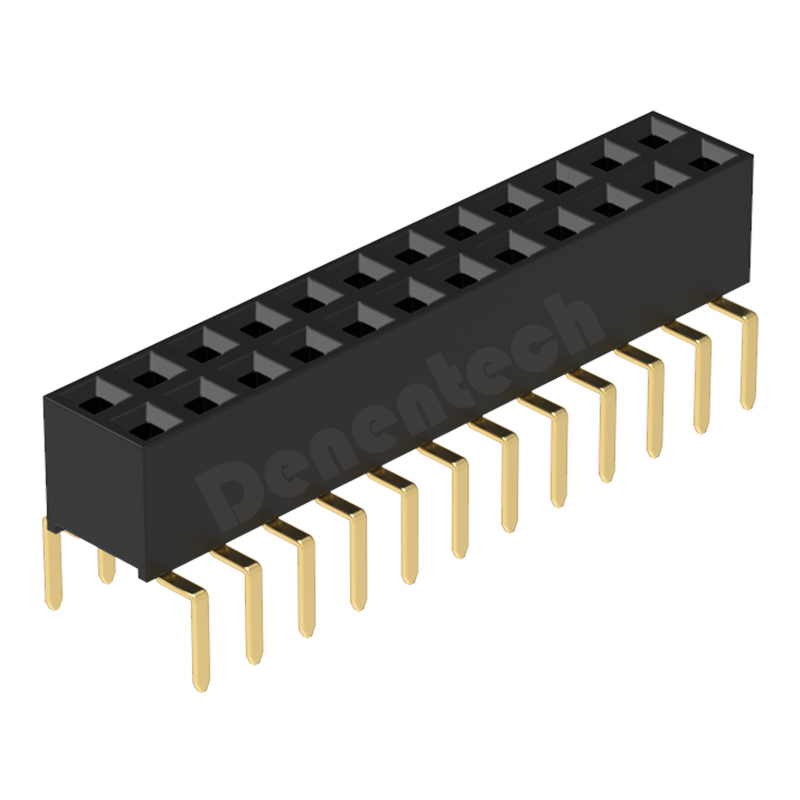 Denentech 工厂加工 2.00MM排母H4.3双排180度蜈蚣脚 U型排母  W5.5双排排母