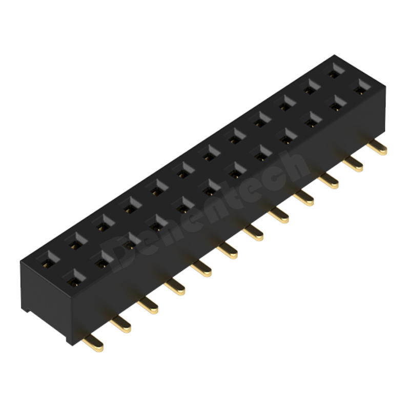 Denentech 工厂直供2.00MM排母H2.2双排180度SMT 立式贴片排母 塑胶耐高温