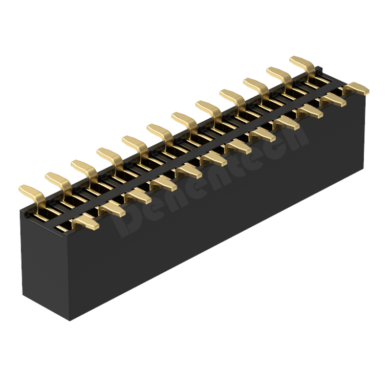 Denentech 工厂直供2.54mm排母H7.1双排180度SMT左右贴片排母连接器