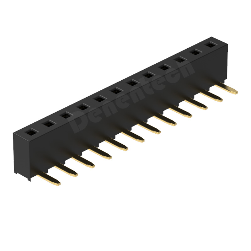 Denentech 专业工厂2.54MM排母H5.0单排90度弯针母座