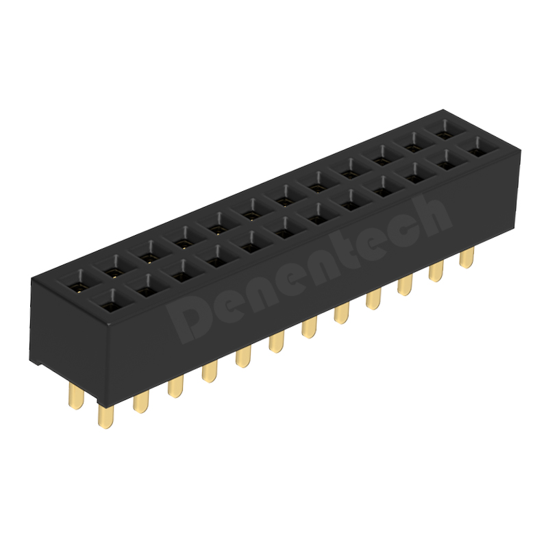 Denentech德能电子1.00MM塑高H3.15双排180度排母优质厂家直销双排插针母座2*20P镀金耐高温座子