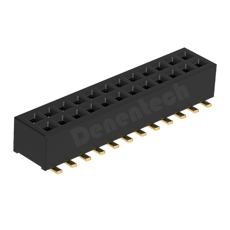 Denentech德能电子1.00MM塑高H3.15双排180度SMT排母 镀金耐高温SMT双排插针母座 1.0MM间距 贴片排母 2*20P 
