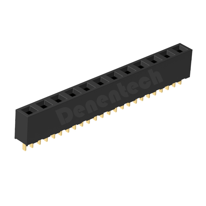 Denentech 热销5.08MM排母H8.9单排180度直插黑色排母连接器