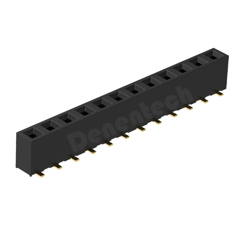 Denentech 工厂直销5.08MM排母H8.9单排180度SMT贴片立式母座