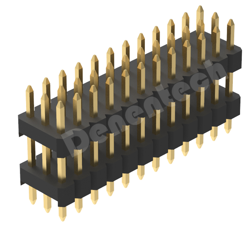 Denentech 工厂直销 2.54mm排针三排三塑180度 精密3*40P 2.54MM 三排镀金排针 直脚 直插