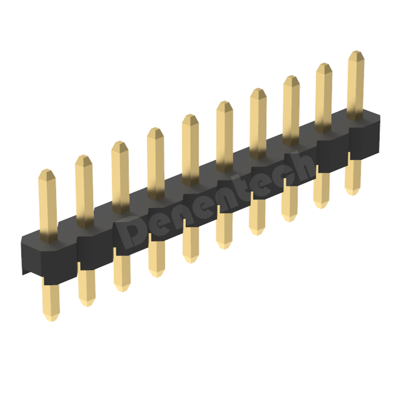 Denentech 工厂直销 2.00mm排针单排单塑180度单排针  黑色2.0mm间距插针 直针 铜排针