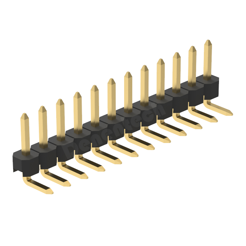 Denentech 工厂直销 2.54mm排针单排单塑90度 单排弯针 2.54mm间距 90度排针弯针  短弯排针 铜针/环保镀金
