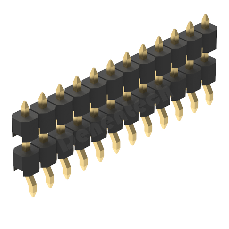 Denentech2.54mm排针单排单塑卧式SMD 2.54MM间距 单排卧式贴片排针 卧贴排针 环保针镀金纯铜卧贴针