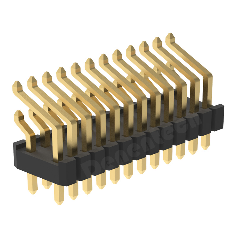  Denentech 1.27*2.54mm 环保镀金双排单塑排针 2*40 卧贴排针 1.27*2.54插针SMD