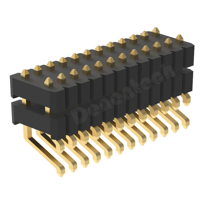  Denentech 定制 1.27*2.54mm 环保镀金双排单塑排针 2*40 卧贴排针 1.27*2.54插针SMD