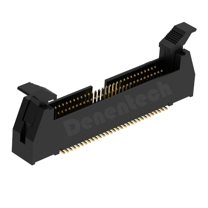 Denentech 高品质1.27x2.54mm牛角H20.30 180度SMT贴片镀金带耳朵牛角插座