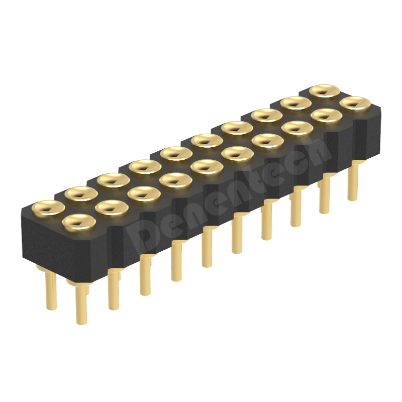 Denentech2.00MM弹簧针H2.5双排母座180度凹面