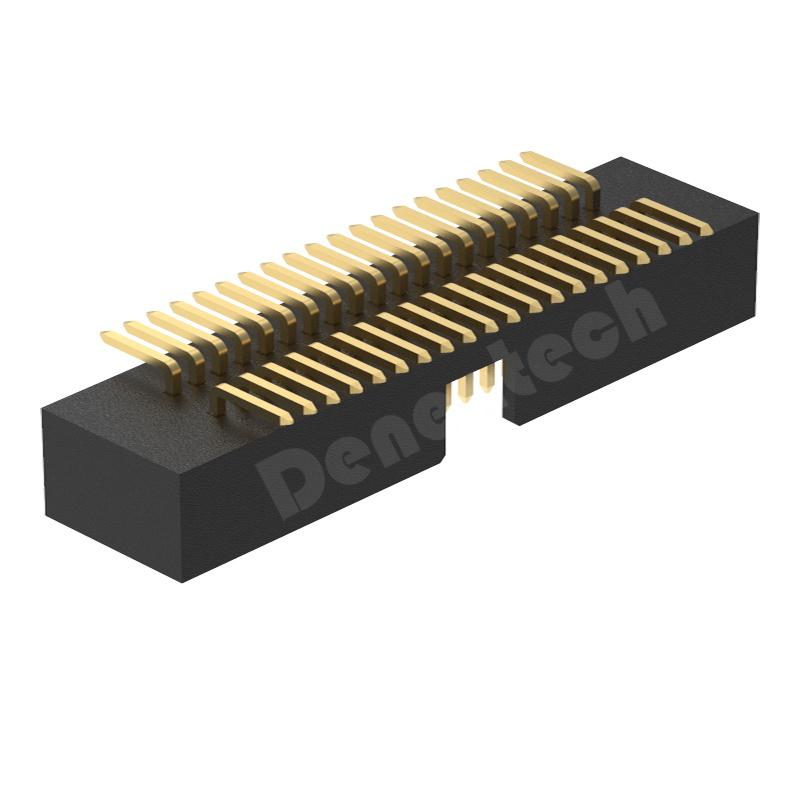 Denentech热卖1.27x2.54mm间距H5.60双排180度SMT简牛连接器