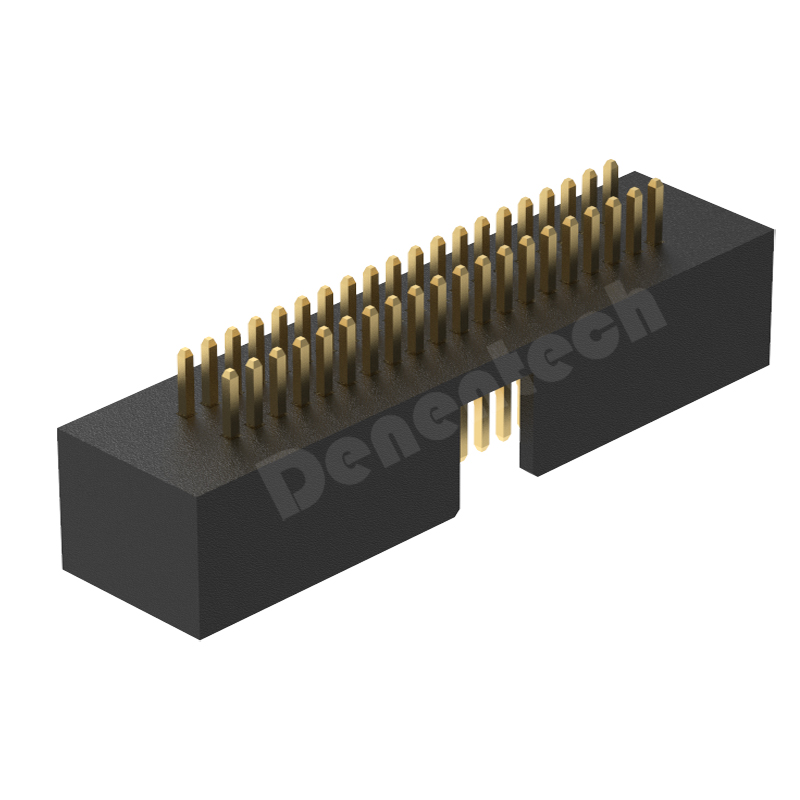 Denentech高质量1.27x2.54mm间距H7.1双排180度DIP插板简牛连接器