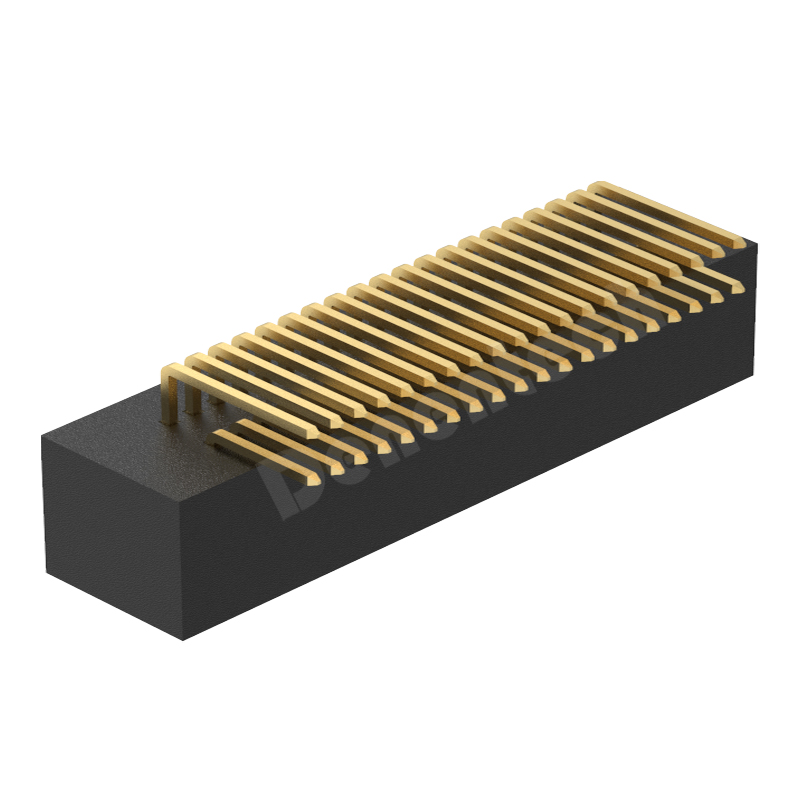 Denentech低价格1.27x2.54mm间距H7.1双排90度插板简牛连接器
