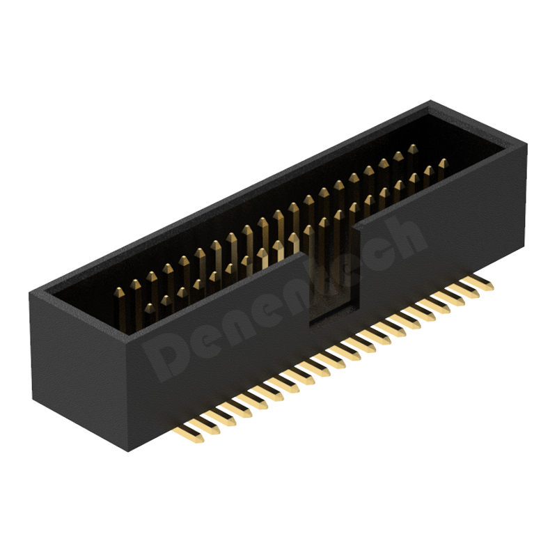 Denentech热销产品1.27x2.54mm间距H7.1双排180度立贴SMT贴板简牛连接器