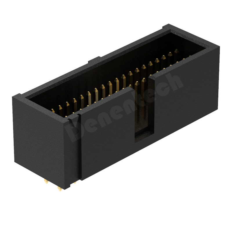 Denentech德能电子1.27x2.54mm塑高H9.65双排180度插板简牛连接器插座