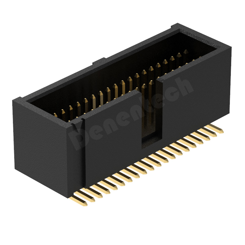 Denentech德能电子1.27x2.54mm塑高H9.65双排180度SMT贴片简牛连接器工厂直销连接座