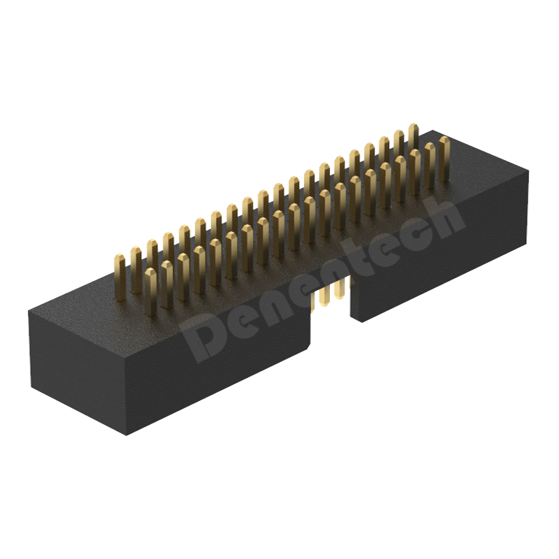 Denentech专业工厂1.27x2.54mm间距H5.60双排180度插板简牛连接器