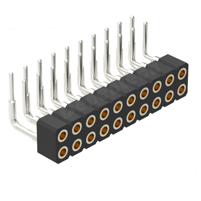 Denentech 质量好2.00MM圆P排母H2.80xW4.20双排90度LED弯插圆孔排母