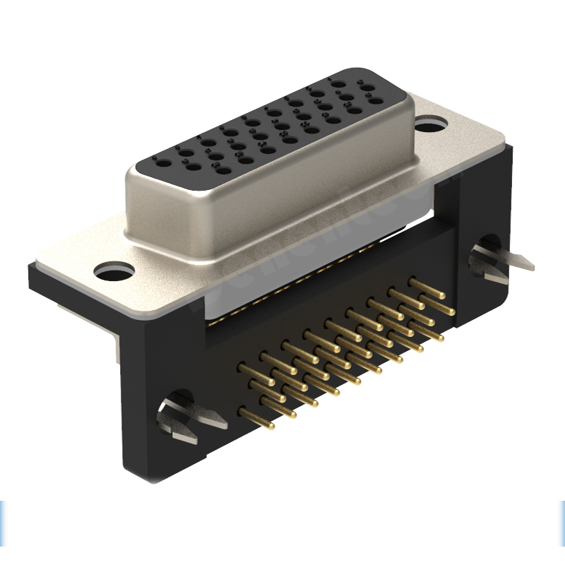 Denentech 镀金D-sub HDR26P母座90度  HDR26针母头 90度弯脚 RS232串口 全金三排 HDR26连接器