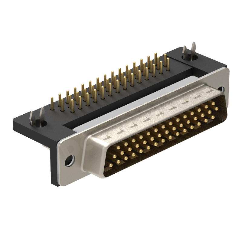 Denentech 优质 D-sub HDR44 公头弯角焊板座子 44PIN黑胶连接芯  三排 90度弯针脚 HDR44公座连接器