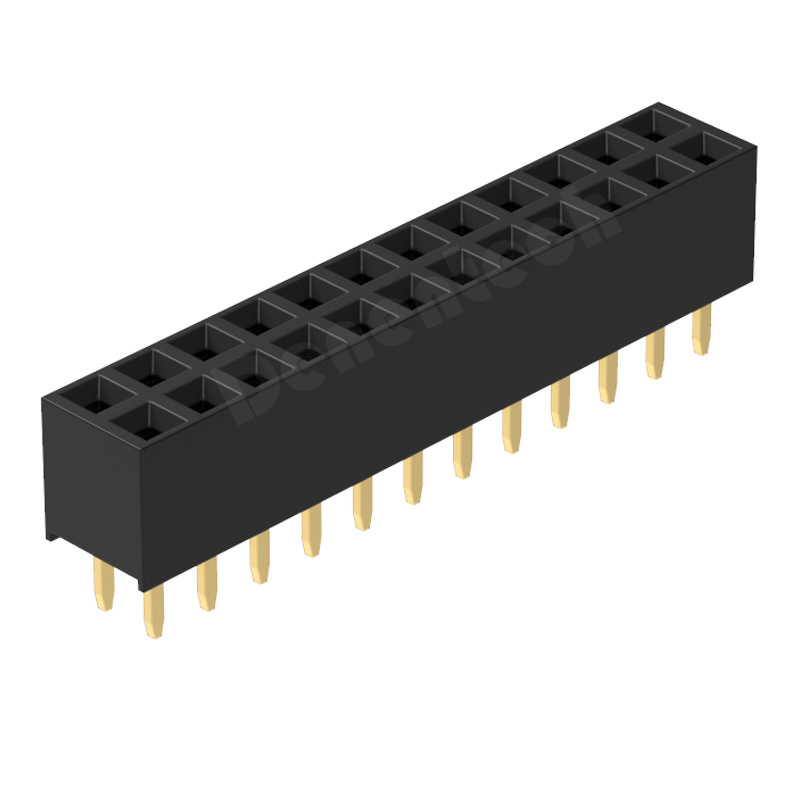 Denentech 厂家供应2.54MM H5.7双排180度直插双排母