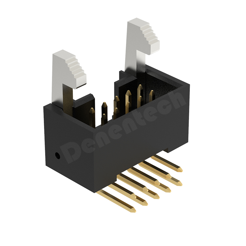 Denentech 工厂直供2.54mm牛角公座H18.70锌合金耳扣90度双排卡钩牛角座