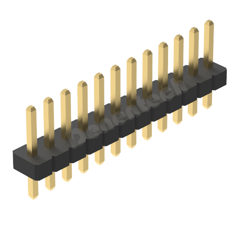 Denentech 工厂直售 1.27mm排针单排单塑180度1.27mm板对板连接器 环保铜镀金