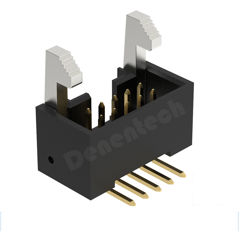 Denentech厂家制造 2.54mm牛角H18.70锌合金耳扣180度SMT贴片牛角公座双排弯针