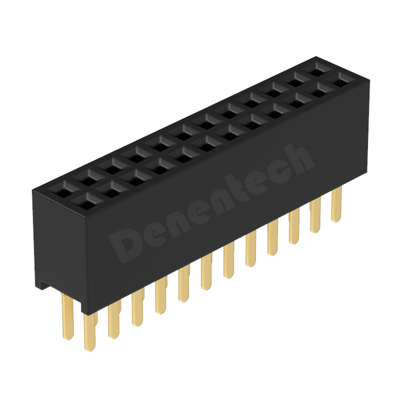 Denentech 工厂直销 1.27mm排母H4.3双排180度直插排母连接器 1.27MM直插双排母插座