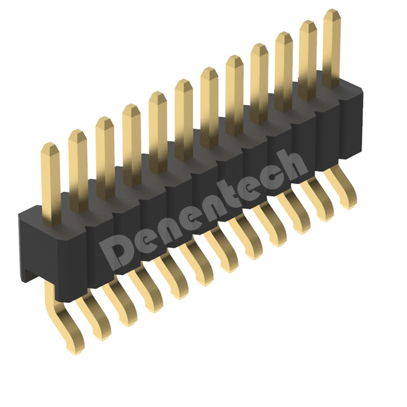 Denentech 工厂加工 单排卧贴排针1.27MM间距 卧式贴片针180度贴片镀金耐高温