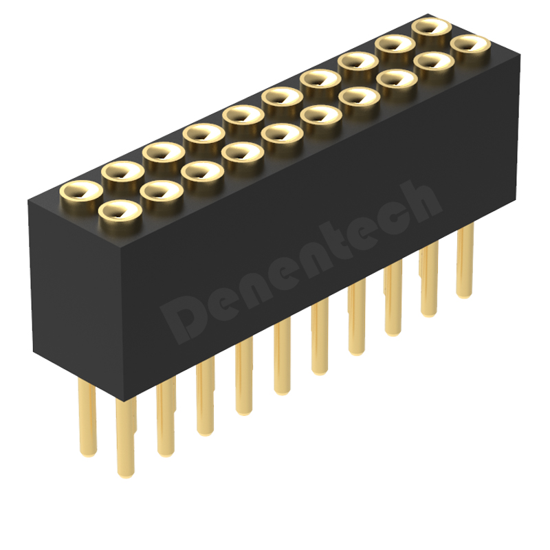 Denentech 1.27mm pitch H4.0 Dual row female Straight DIP concave pogo ...