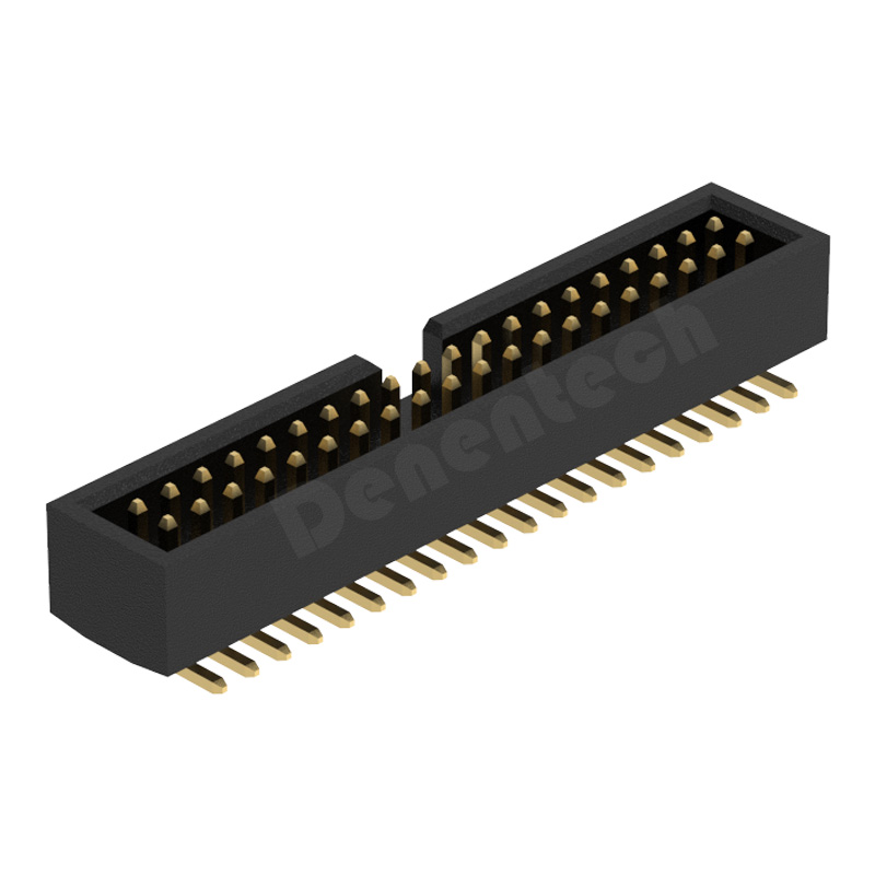 Denentech工厂直销1.27mmH3.85双排180度SMT公座简牛连接器带柱
