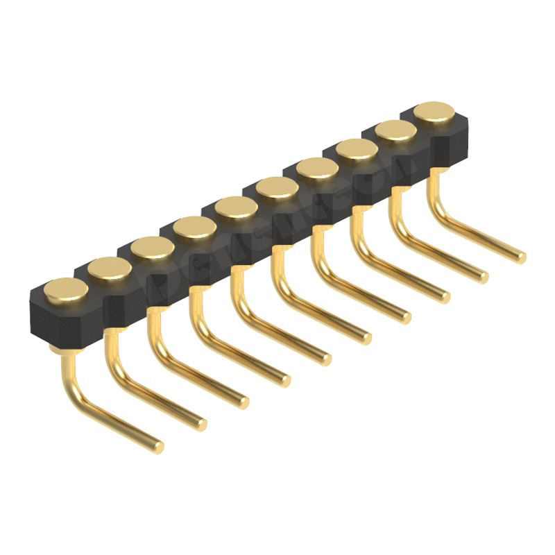 Denentech高质量 2.00MMpogo pin H1.27单排母座90度SMT凹面不帯柱弹簧针