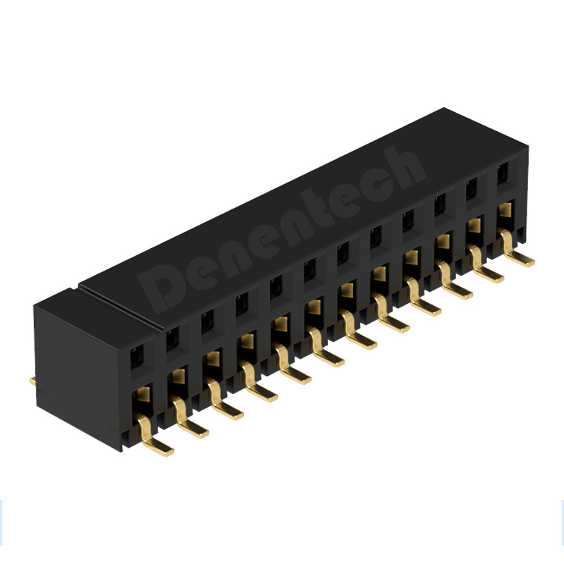 Denentech 工厂直供 2.00MM排母H4.9U双排双面侧插180度SMT 侧插贴板
