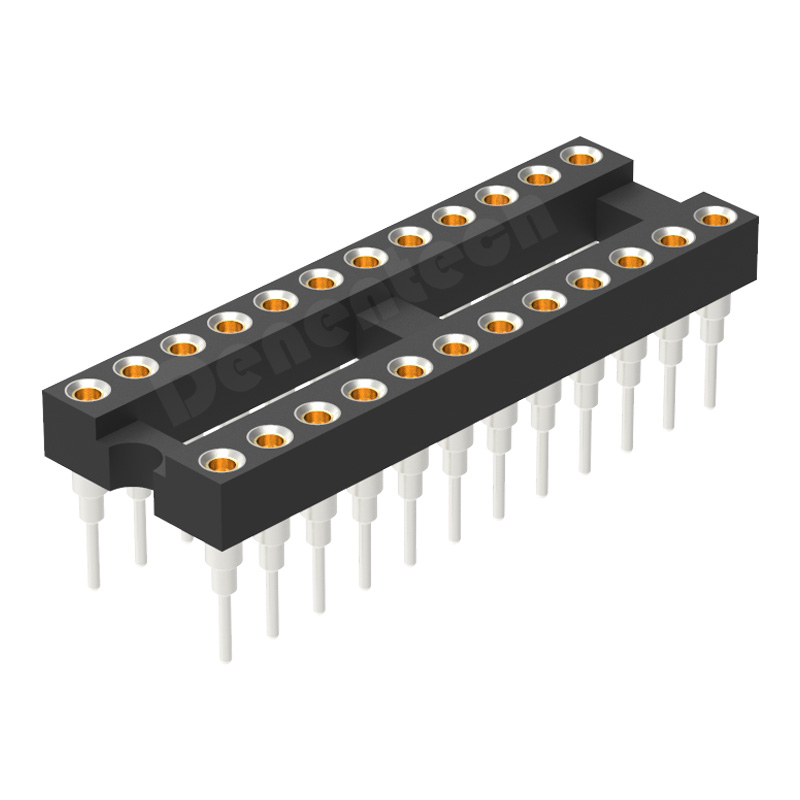 Denentech 定制2.54MMIC座H3.0MM双排180度DIP圆孔IC座