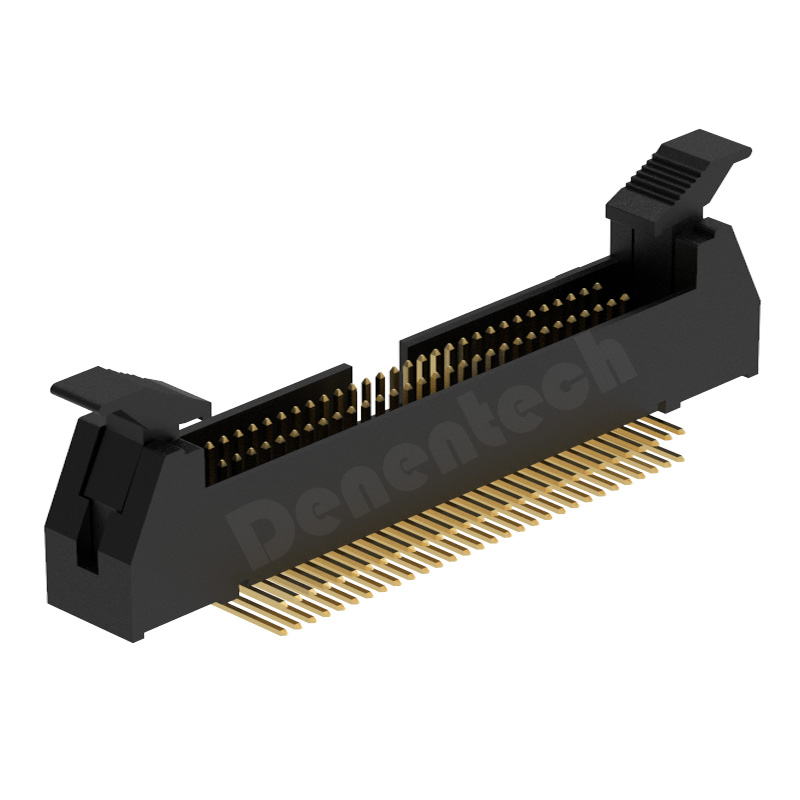 Denentech德能电子1.27x2.54mm塑高H20.30双排90度弯插牛角连接器