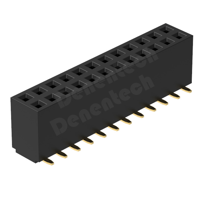 Denentech 热销2.54MM排母H5.7双排180度SMT插件贴片排母