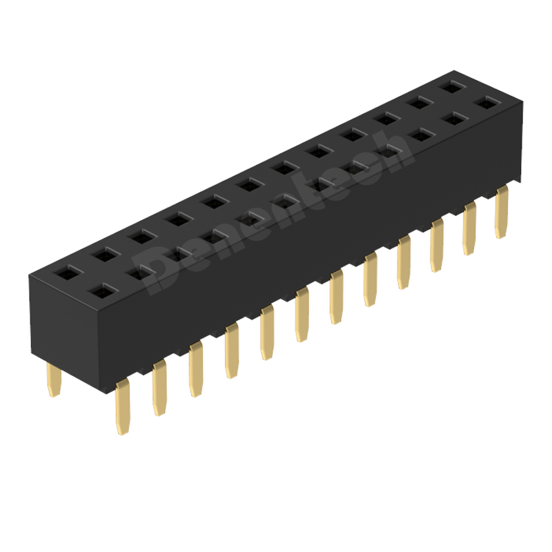 Denentech 好质量2.54MM排母H5.0双排180度蜈蚣脚弯插母针