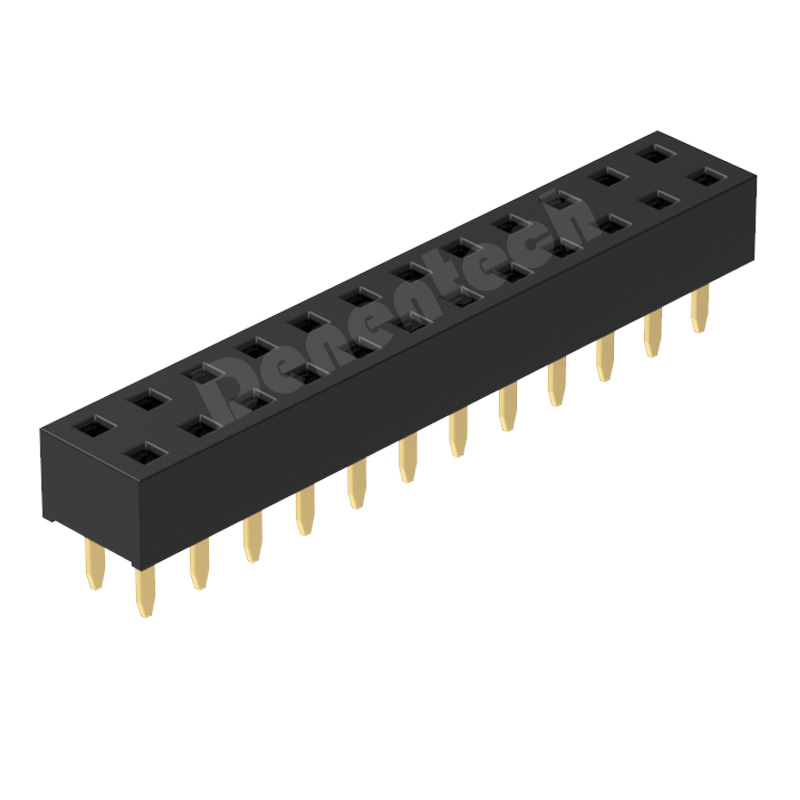 Denentech 厂家直销2.54MM排母H3.5双排180度直插排母连接器