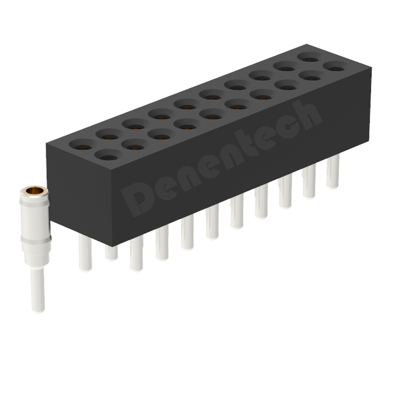 Denentech 优质工厂1.27MM圆P排母H3.80xW3.25双排180度直插圆孔针座