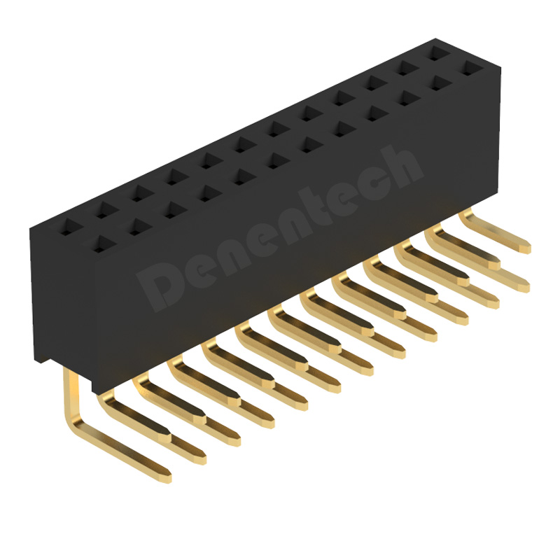 Denentech 专业工厂 2.00MM排母H6.35双排90度 弯脚 弯排母
