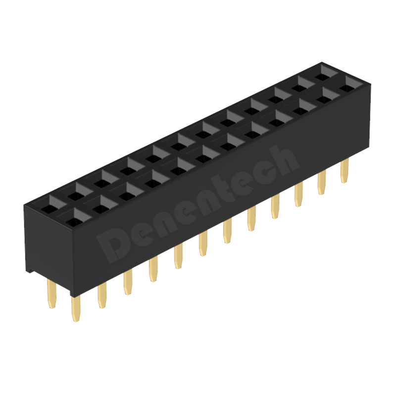 Denentech 工厂直供 2.00MM排母H4.3双排180度 双排直插 U型镀金端子